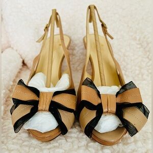 Women’s Size 8 Kate Spade Leather Slingback Heels w/ Bow & Peep toe